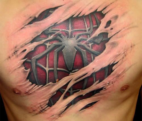 spiderman tattoos. Spider-Man Chest Tat
