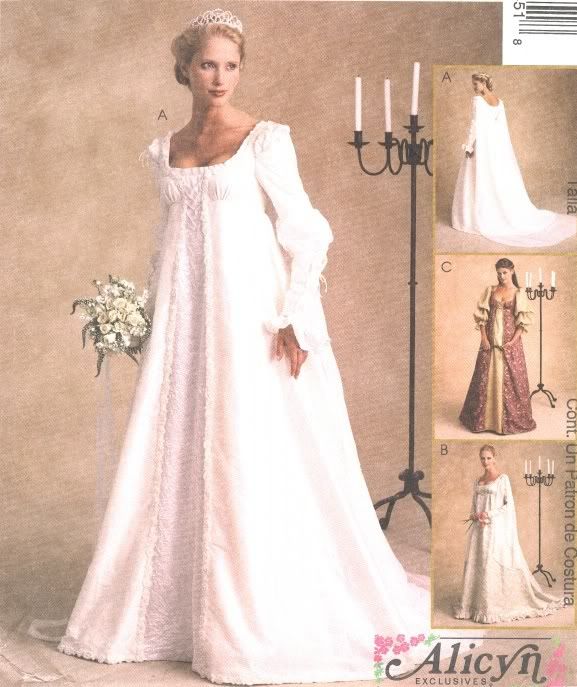 Discontinued Medieval Renaissance Empire Bridal Gown OUT OF PRINT Pattern