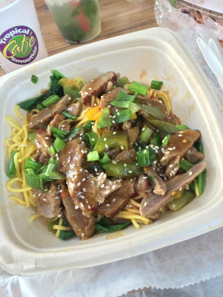 tropical smoothie spicy mongolian steak noodle bowl