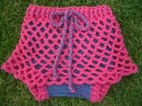 Wool Candy Mixed Berry crochet mini-skirt/soaker combo - large