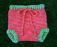 Wool Candy hand-dyed Watermelon crochet soaker with icord drawstring - medium