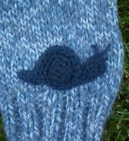 *SALE* Wool Candy Denim Marl knit longies with snail applique - small/newborn
