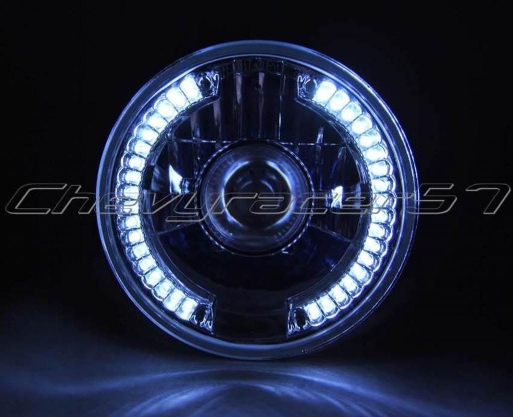7" HALOGEN WHITE LED HALO ANGEL EYES PROJECTOR HEADLIGHT HEADLAMP H4