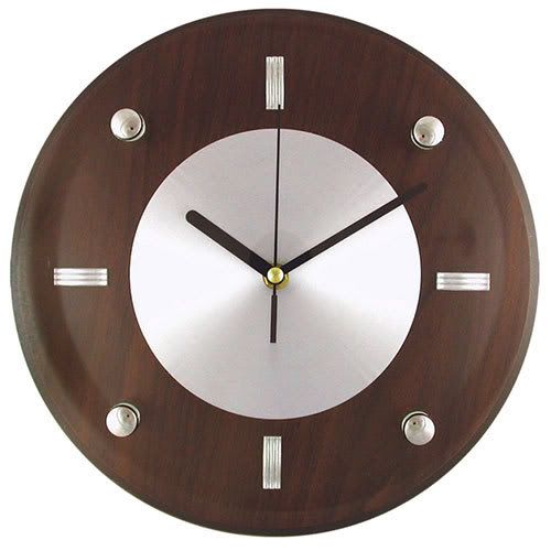 Wood Clock Brushed Silver