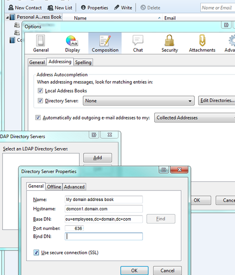 Adding an LDAP address book to Thunderbird