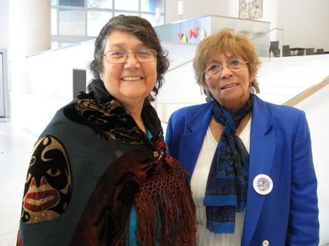Connie Allen(Swinomish) and Cecile Hansen-Chairwoman for her tribe (Duwamish) at the Welcoming Ceremonies at S.A.M 10-25-08