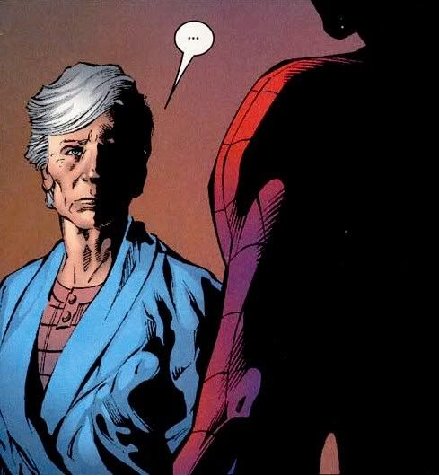 May Parker assustada com a reação de seu sobrinho