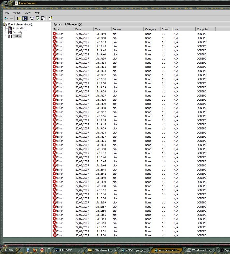 Controller error on \Device\Harddisk2\D