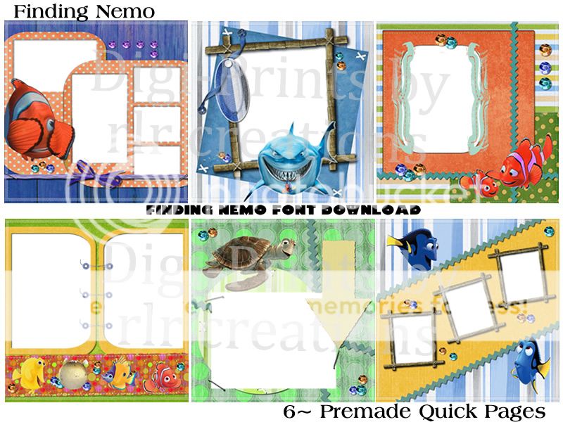 DISNEY FINDING NEMO~DIGITAL SCRAPBOOKING~PRE MADE PAGES  