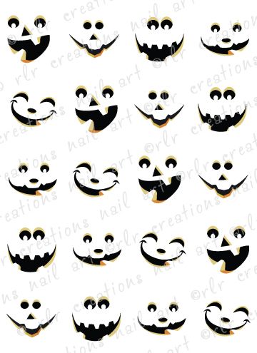 20 halloween nail decals cute jack o lantern faces water slide