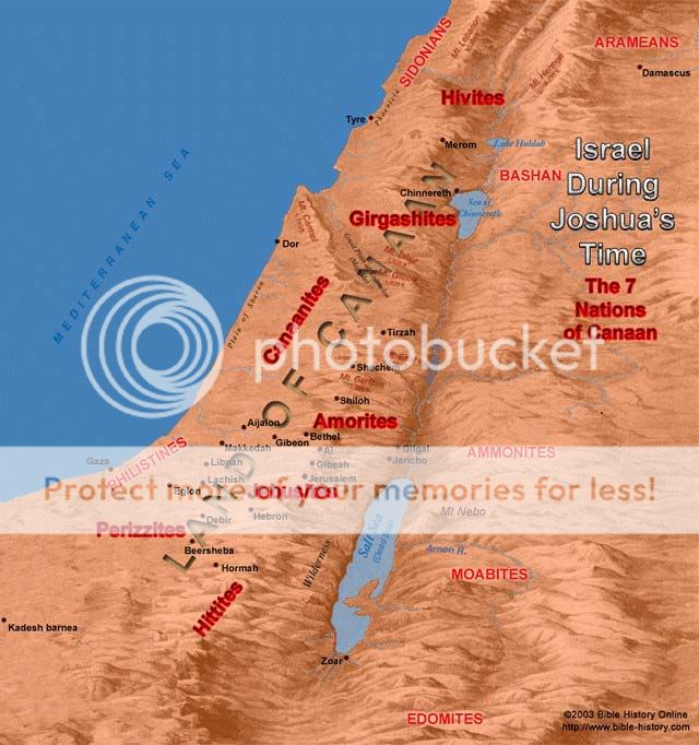 joshua and israel photo: Map of israel joshua conquering map-7-nations-of-canaan_shg1.jpg