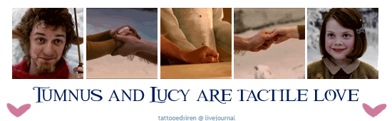 Tumnus and Lucy are tactile love