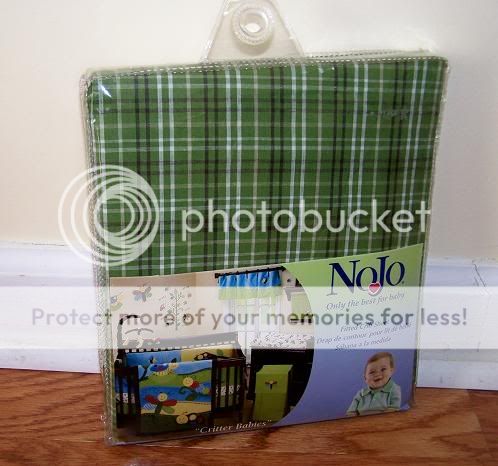 NOJO CRITTER BABIES GREEN BLACK PLAID BABY CRIB FITTED SHEET  