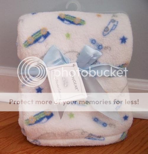 Baby Gear Boutique White Soft Cudly Car Blanket Blue Yellow Green Gray Stars