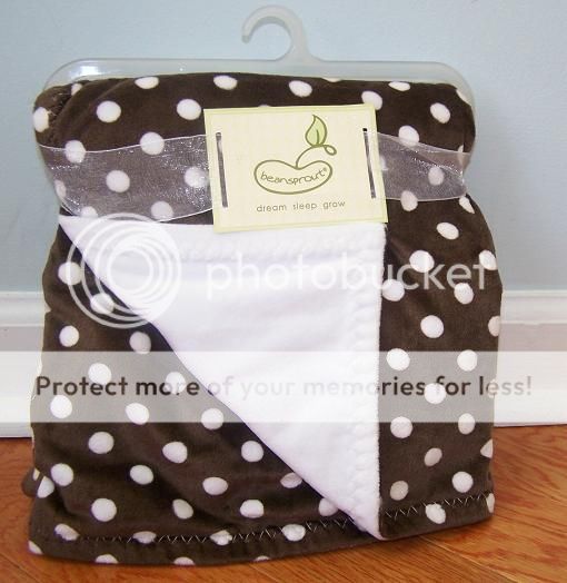 Beansprout Brown White Polka Dot Soft Velour Cozy Baby Blanket Velvety Smooth